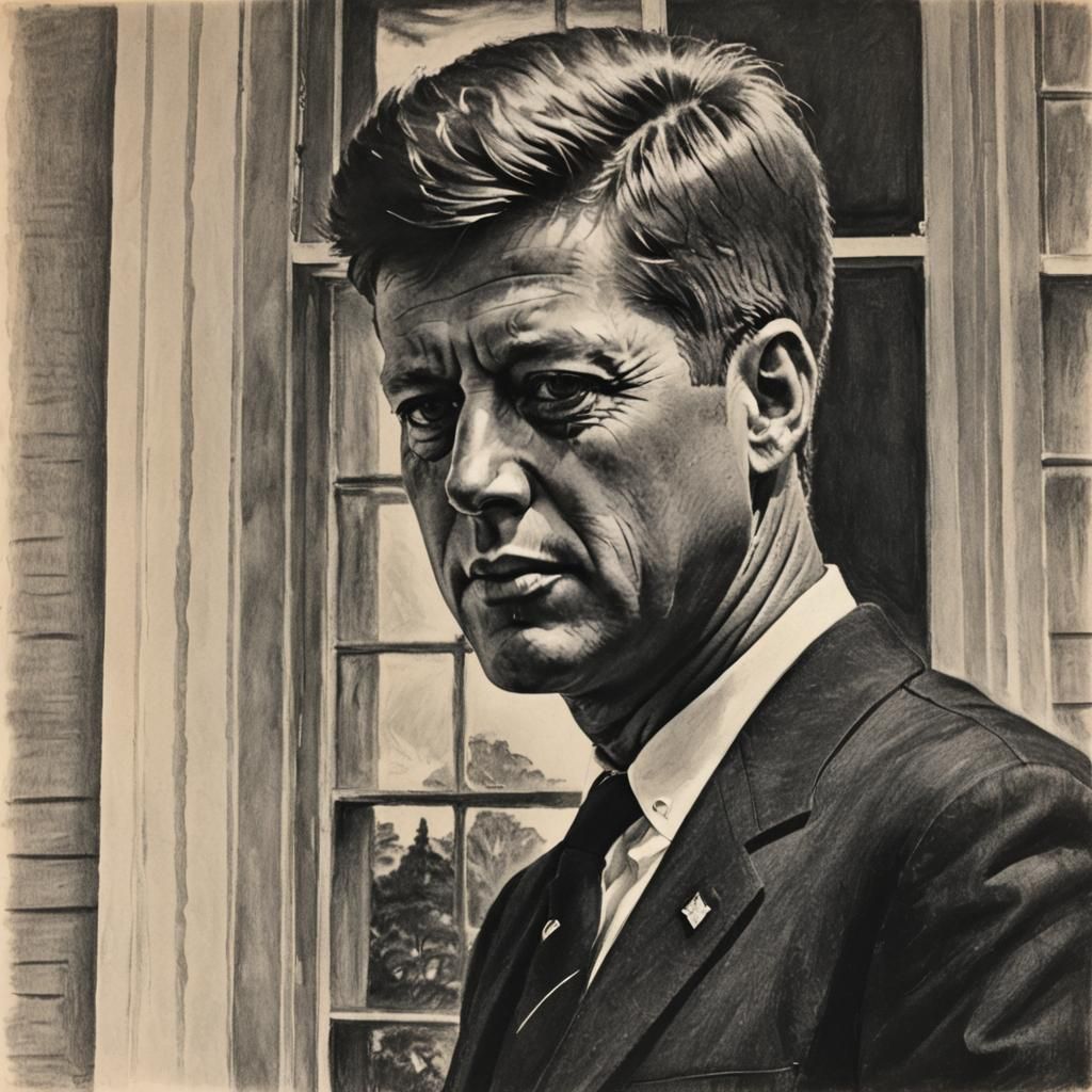 John F. Kennedy: Charcoal Silhouette in White House