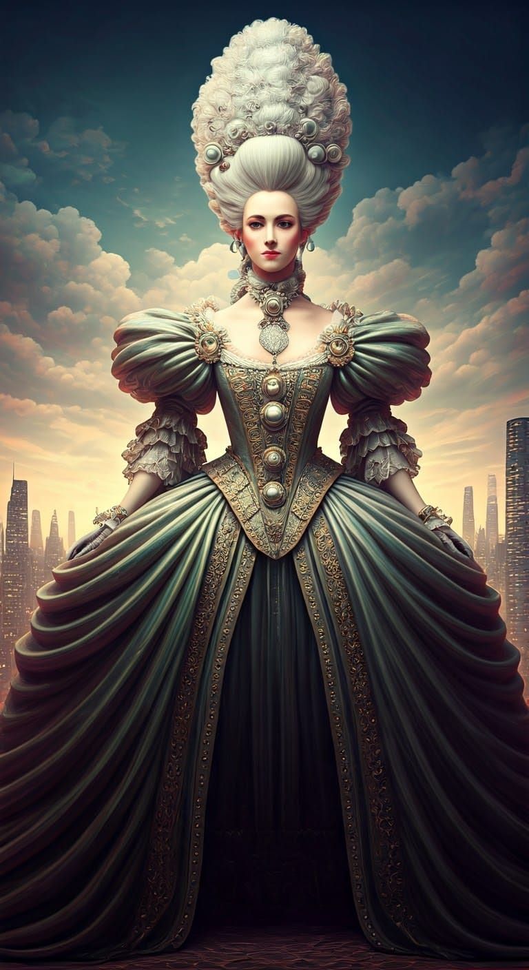 Elegant Cyberpunk Aristocrat in Futuristic Attire