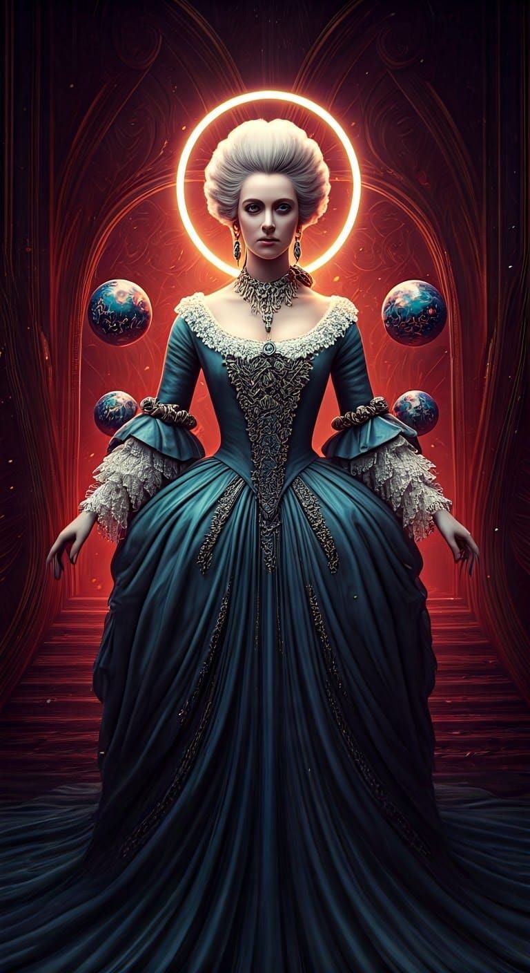 Luxurious Cyberpunk Aristocrat in Futuristic Haute Couture