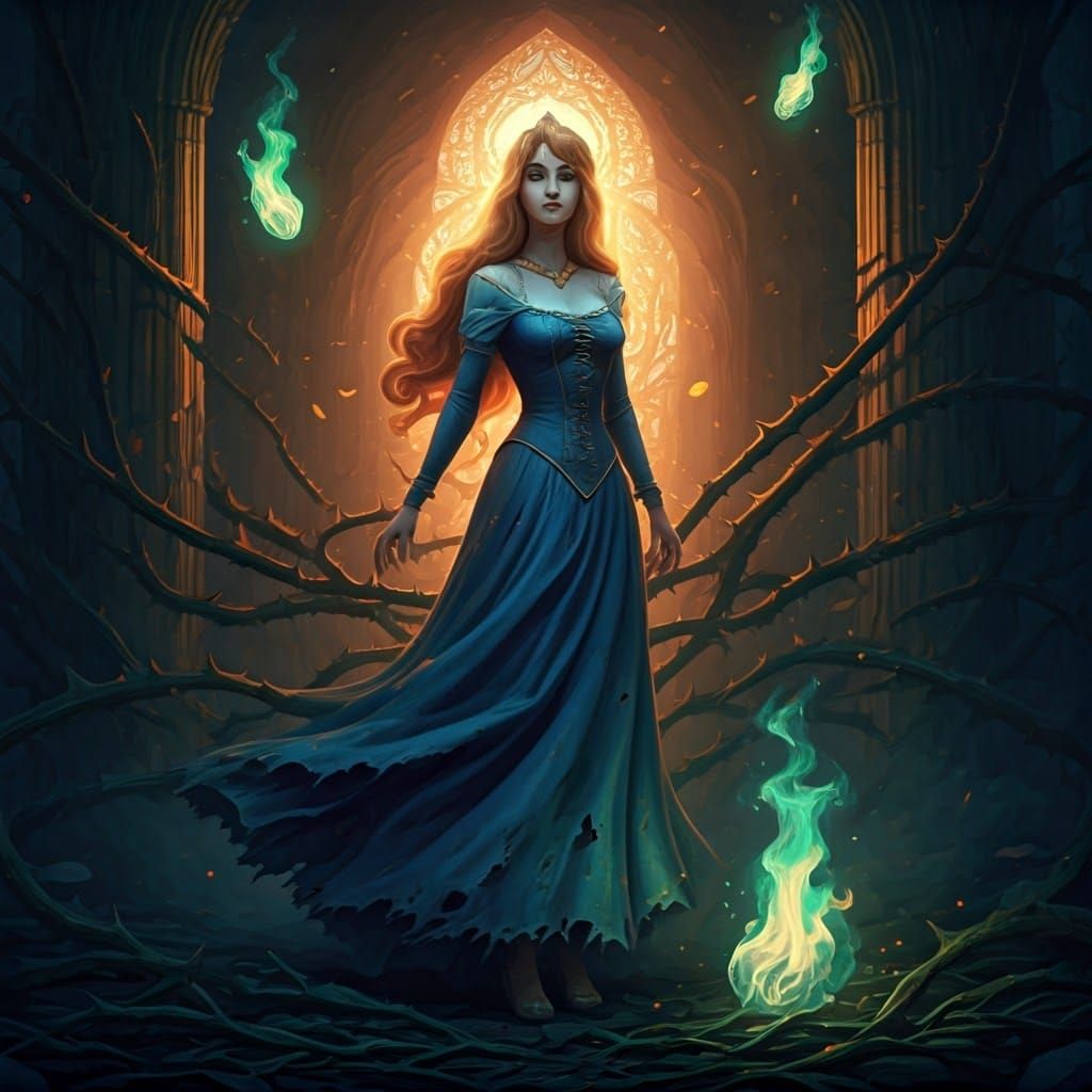 Princess Aurora in a dark dream forest 3