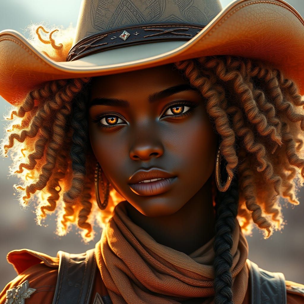 Ethereal Dark Skinned Cowgirl Radiates Magic in an Enchantin...