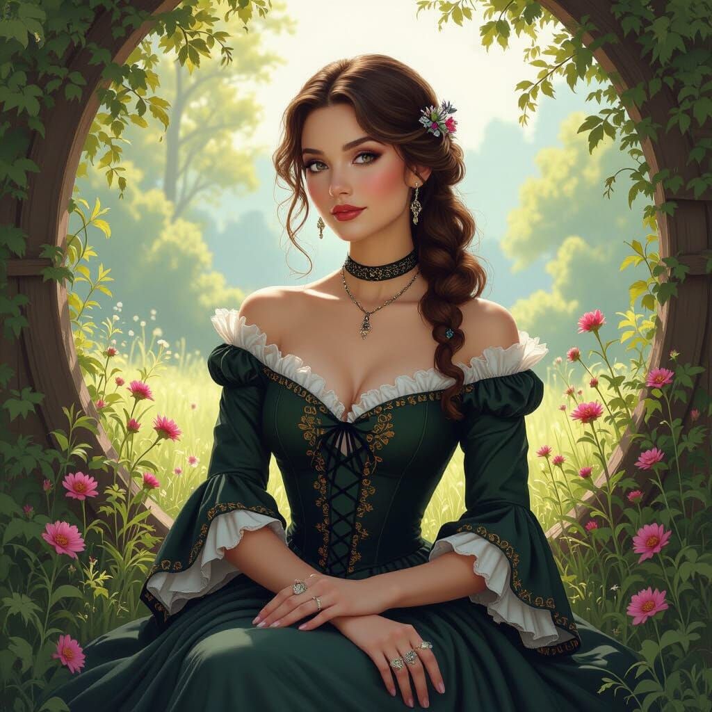 Elegant Woman in Whimsical Outdoor Portrait