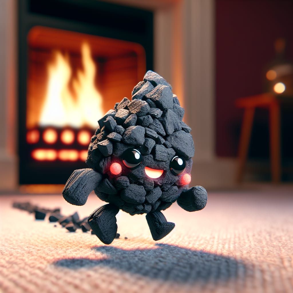 Animated Coal Leaps From Fire: High-Resolution Photo
