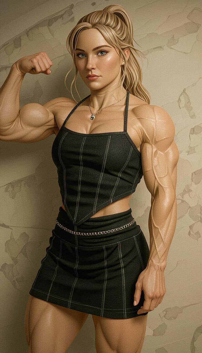 Realistic Muscular Woman Flexing Strength