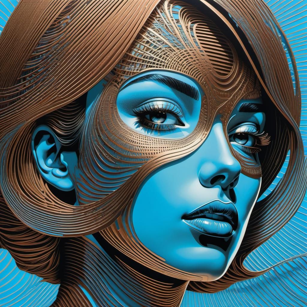 Pop Art Doodle with Engraved Linework in 3D