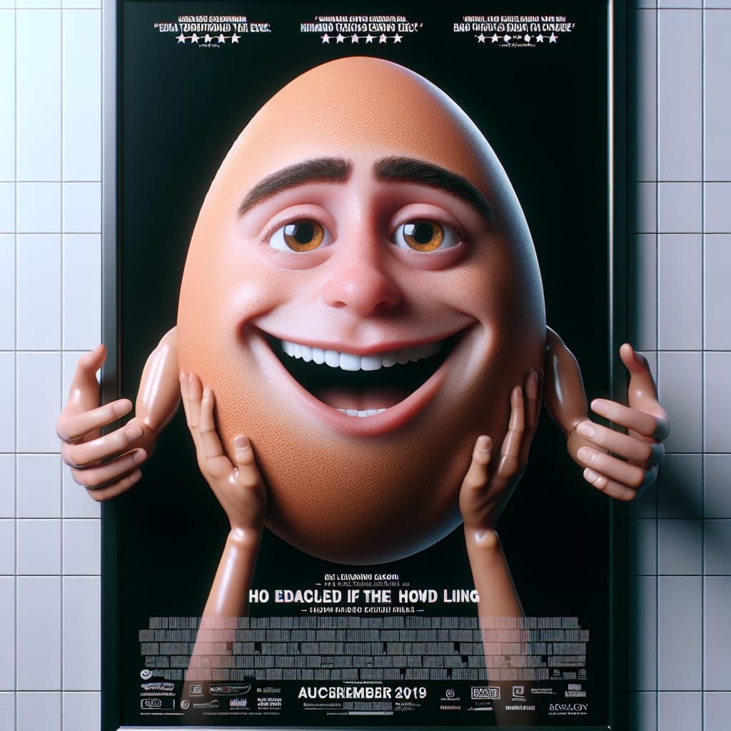 Realistic Smiling Egg with Human Limbs Movie Poster