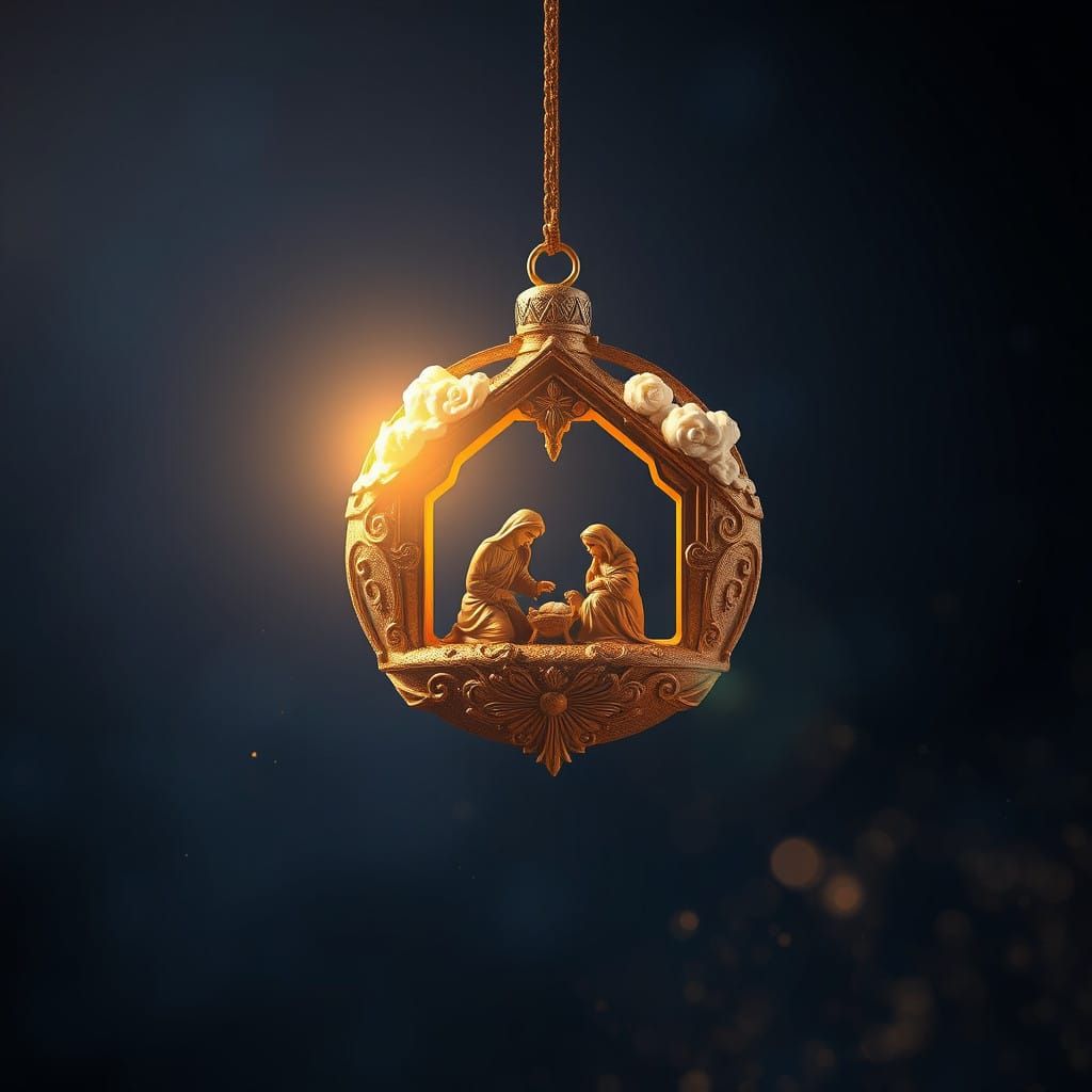 Whimsical Nativity Scene in Golden Light