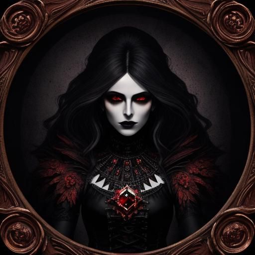 Glowing Red Diamond in Gothic Digital Art