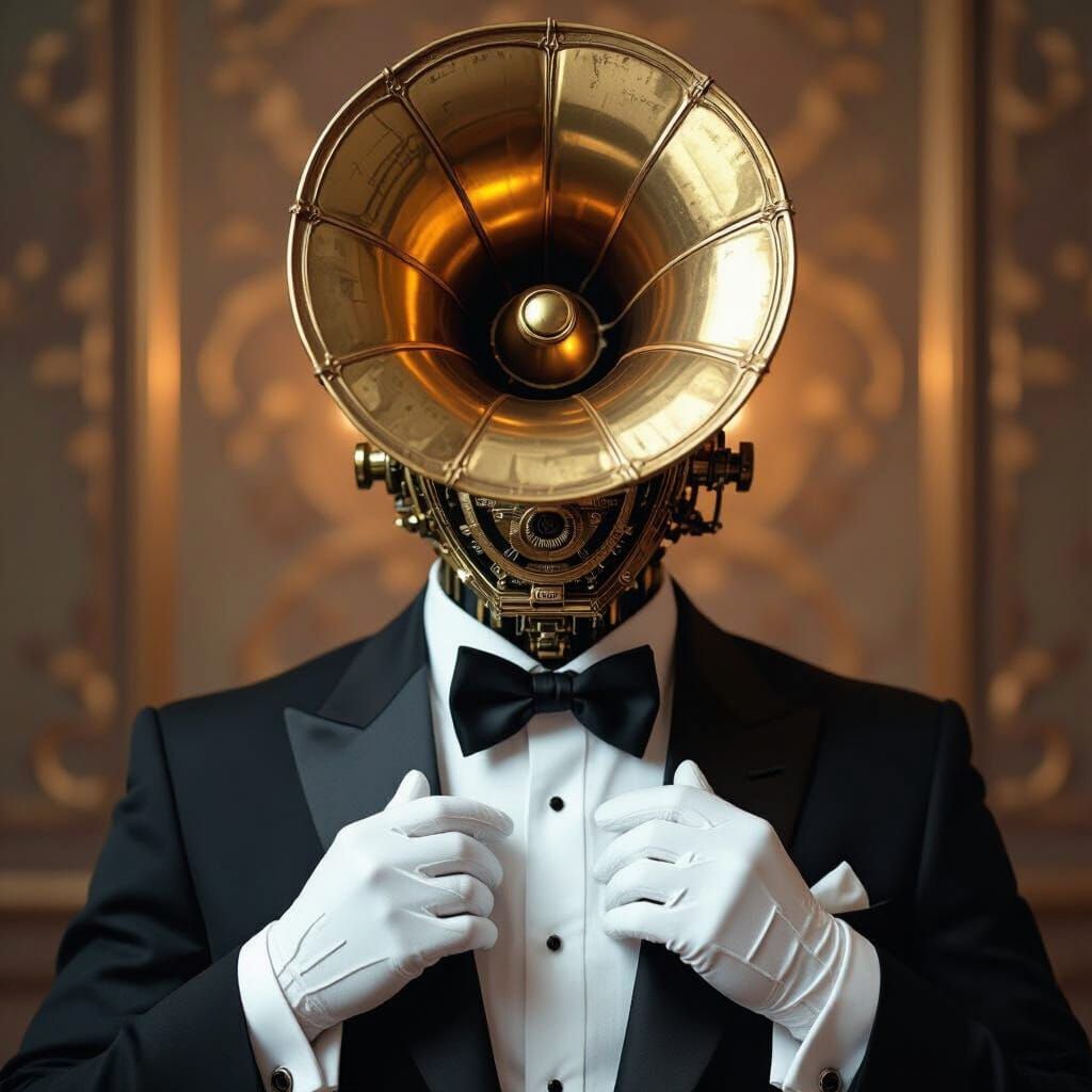 Gramophone Head: A Surreal Mechanical Portrait