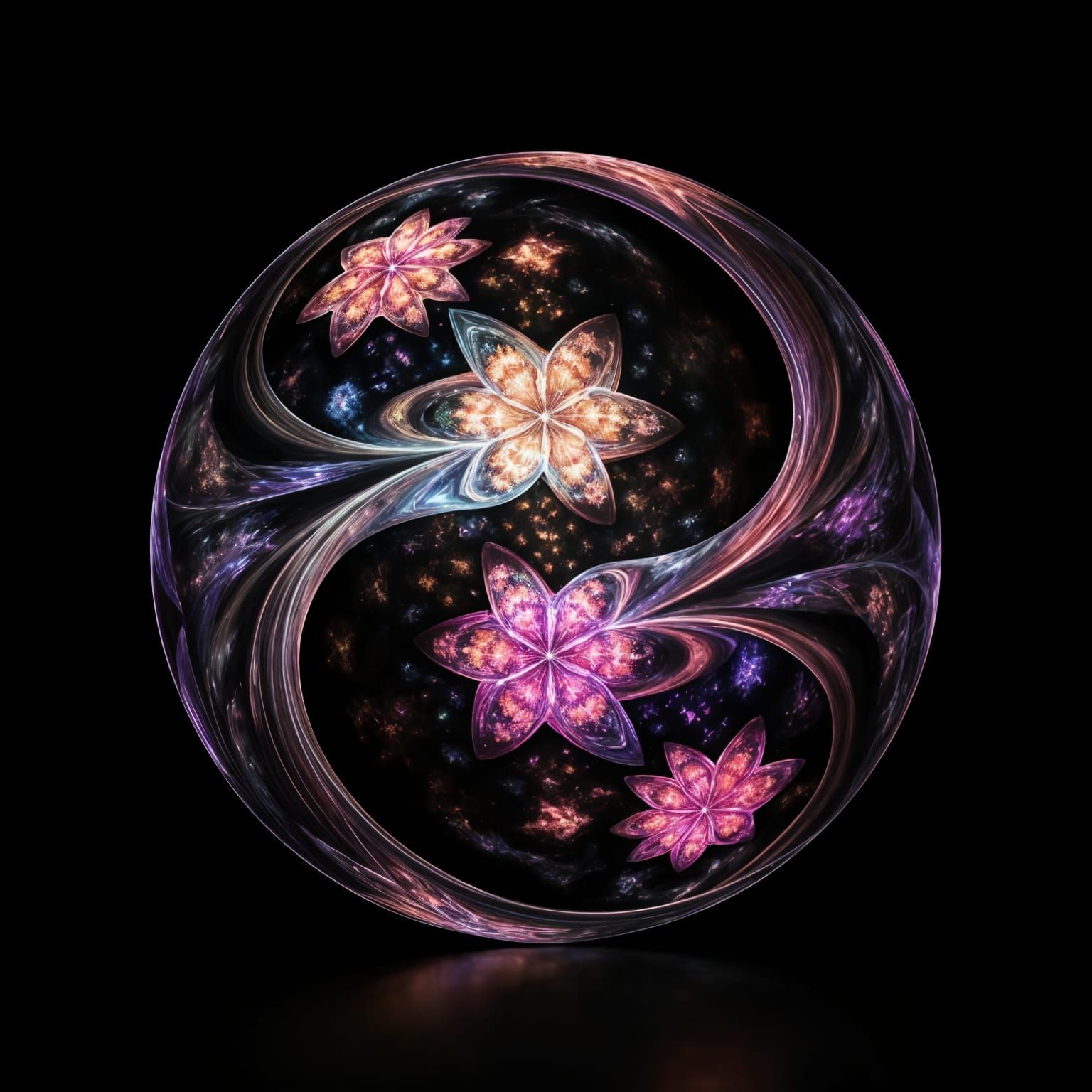 Surreal Cosmic Blooms in Corrupted Realism Style