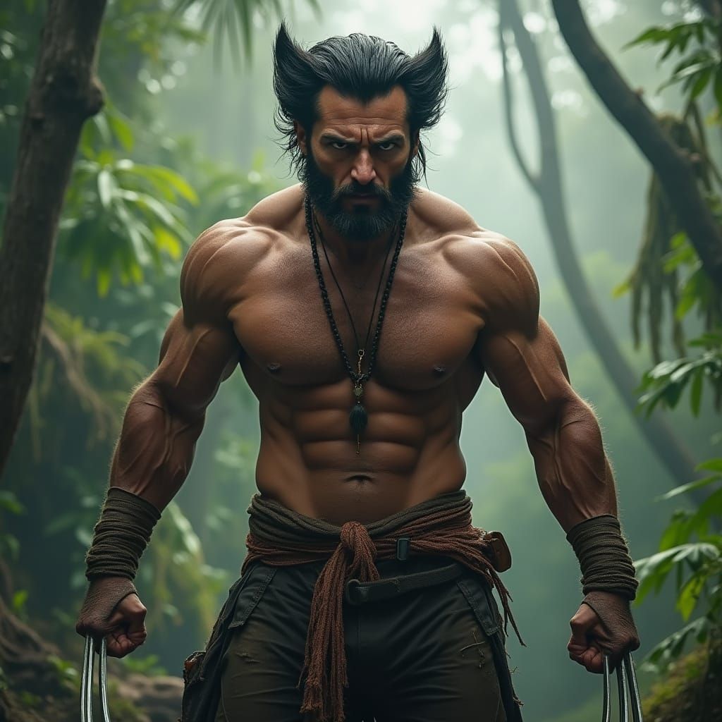 Fierce Mutant Warrior in Indigenous Attire