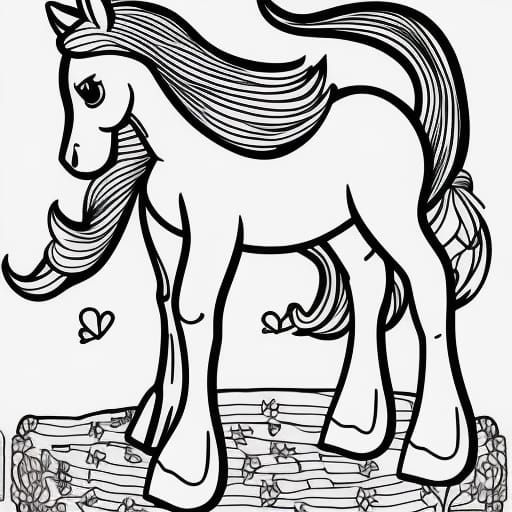Cute Pony Line Art Coloring Page