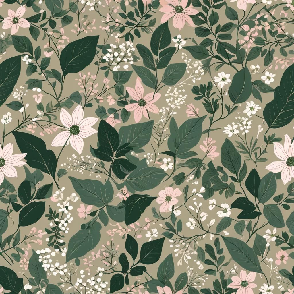 Elegant Botanical Pattern in Modern Illustration Style