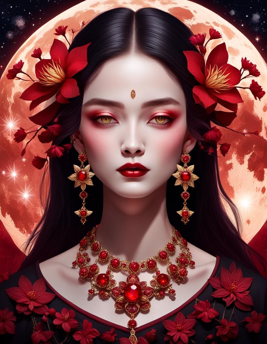 Patroness of the Night with Scarlet Flowers