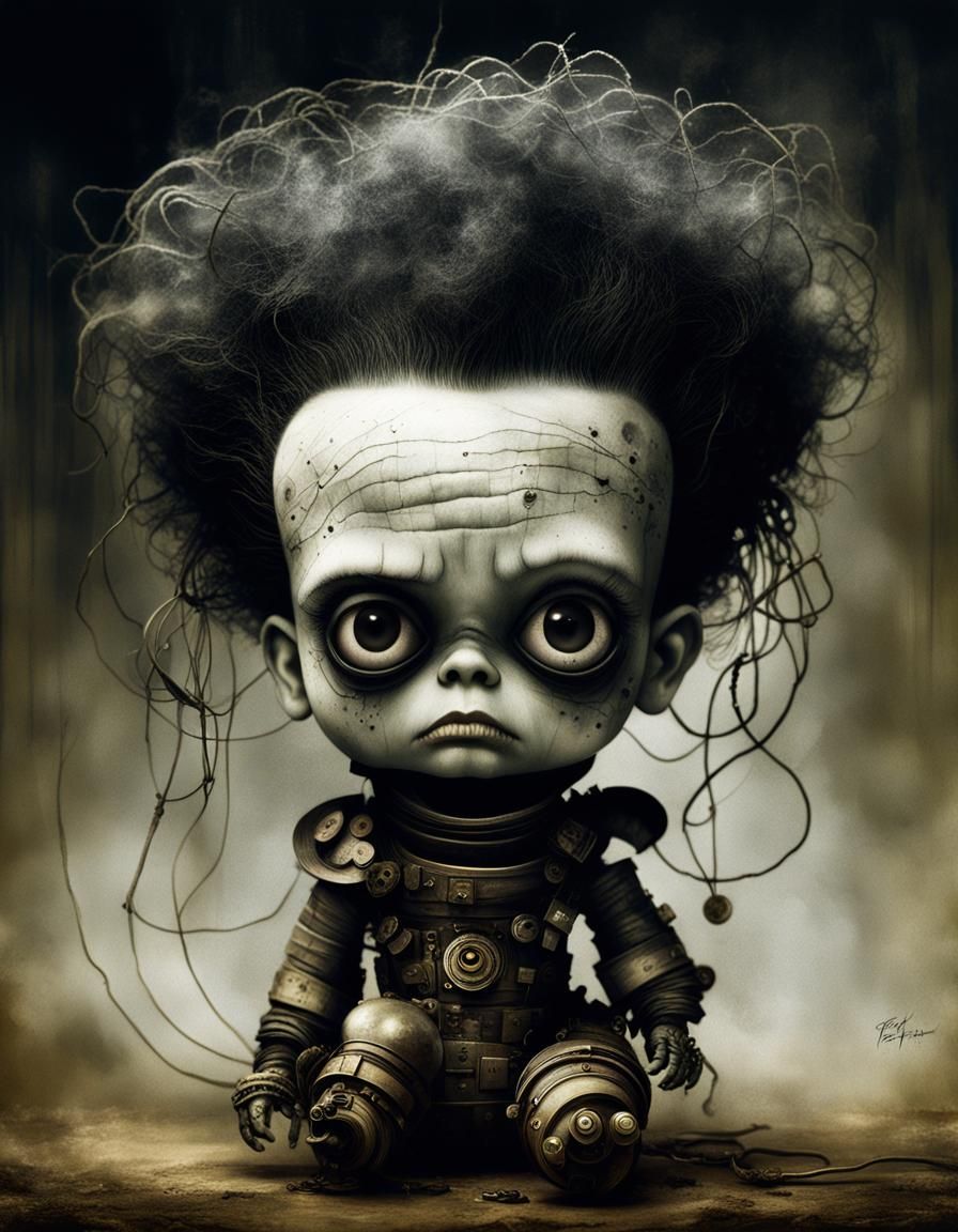 Demonic Cyborg Bear Portrait in Volcanic Hyperspace