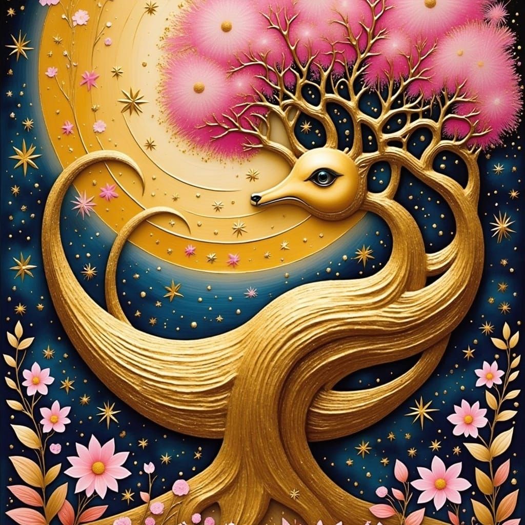 Seasonal Balance in Vibrant Gold and Pink Harmony