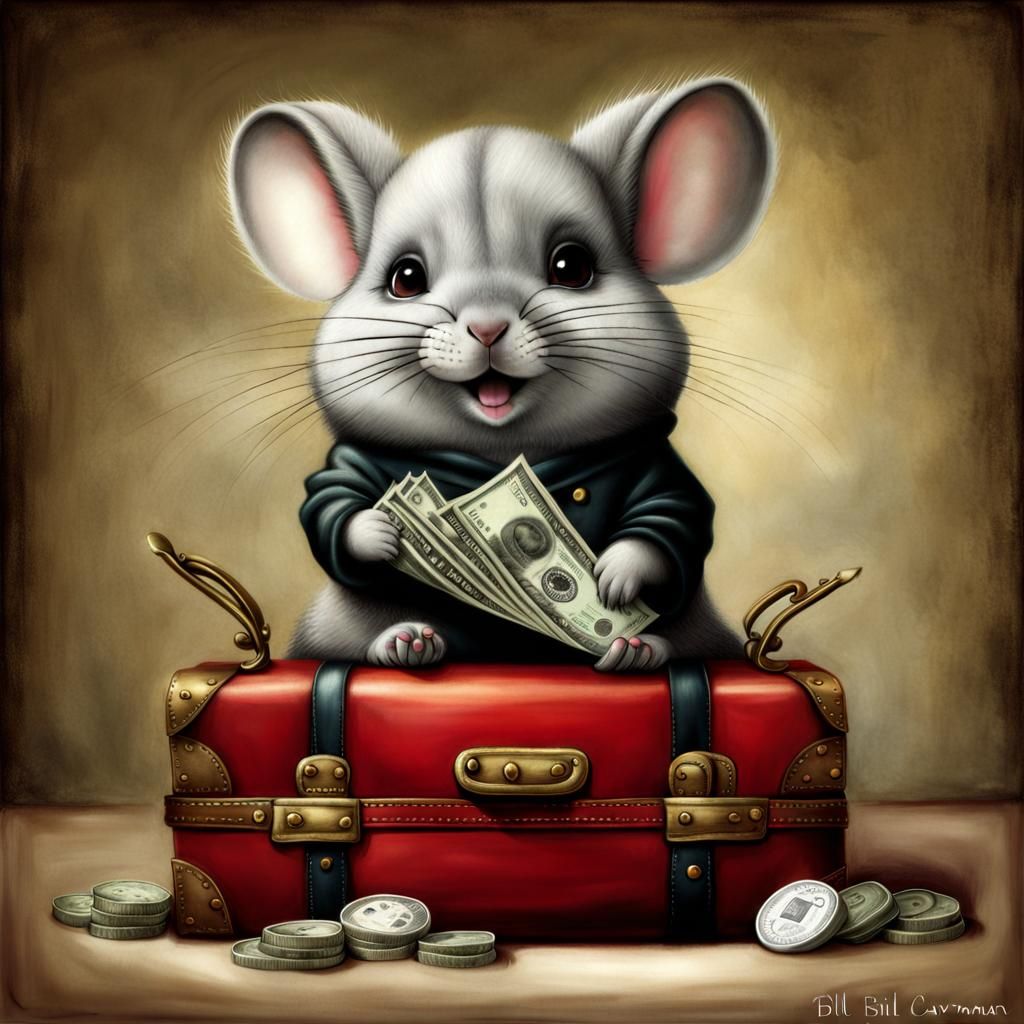 Chibi Chinchilla Caricature Creating Chaos With Cash