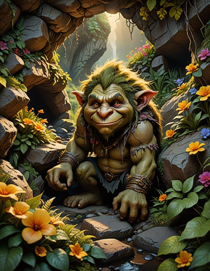 Hyper-Realistic Troll Under Bridge in Golden Light