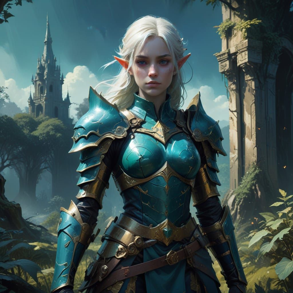 Ethereal Fantasy Warrior in Golden Armor