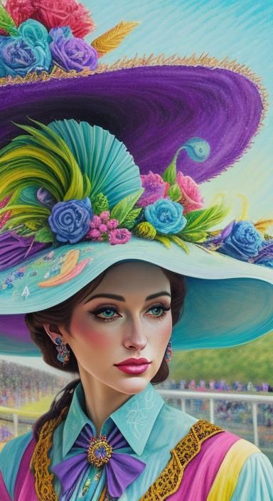 Whimsical Kentucky Derby Hats in Oil Pastel