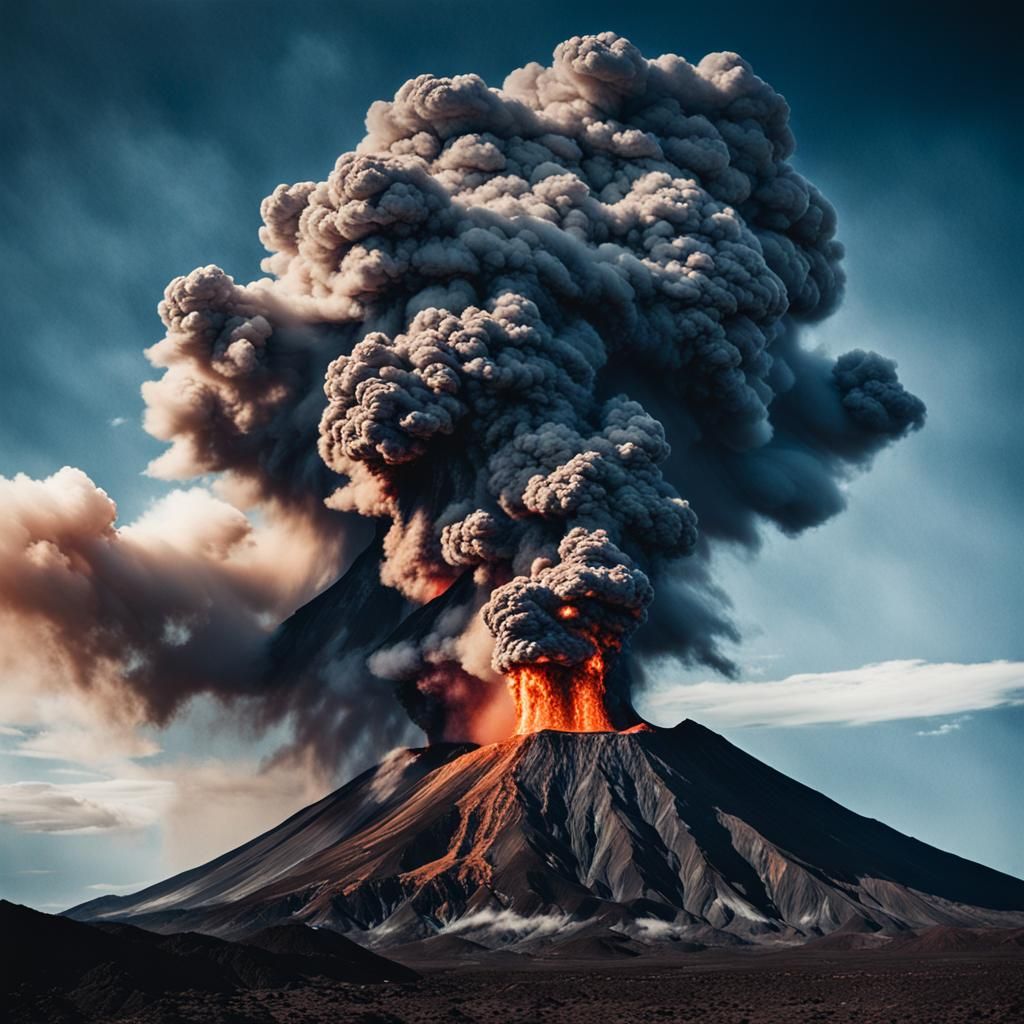 Violently Erupting Volcano in Cinematic Style