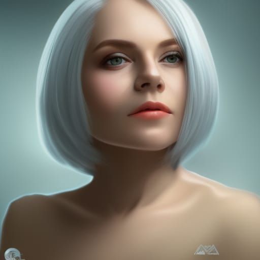 Elegant Silver-Haired Woman Portrait in Art Nouveau Style