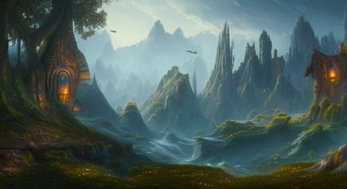 Fantastical Landscape in Detailed Matte Painting Style