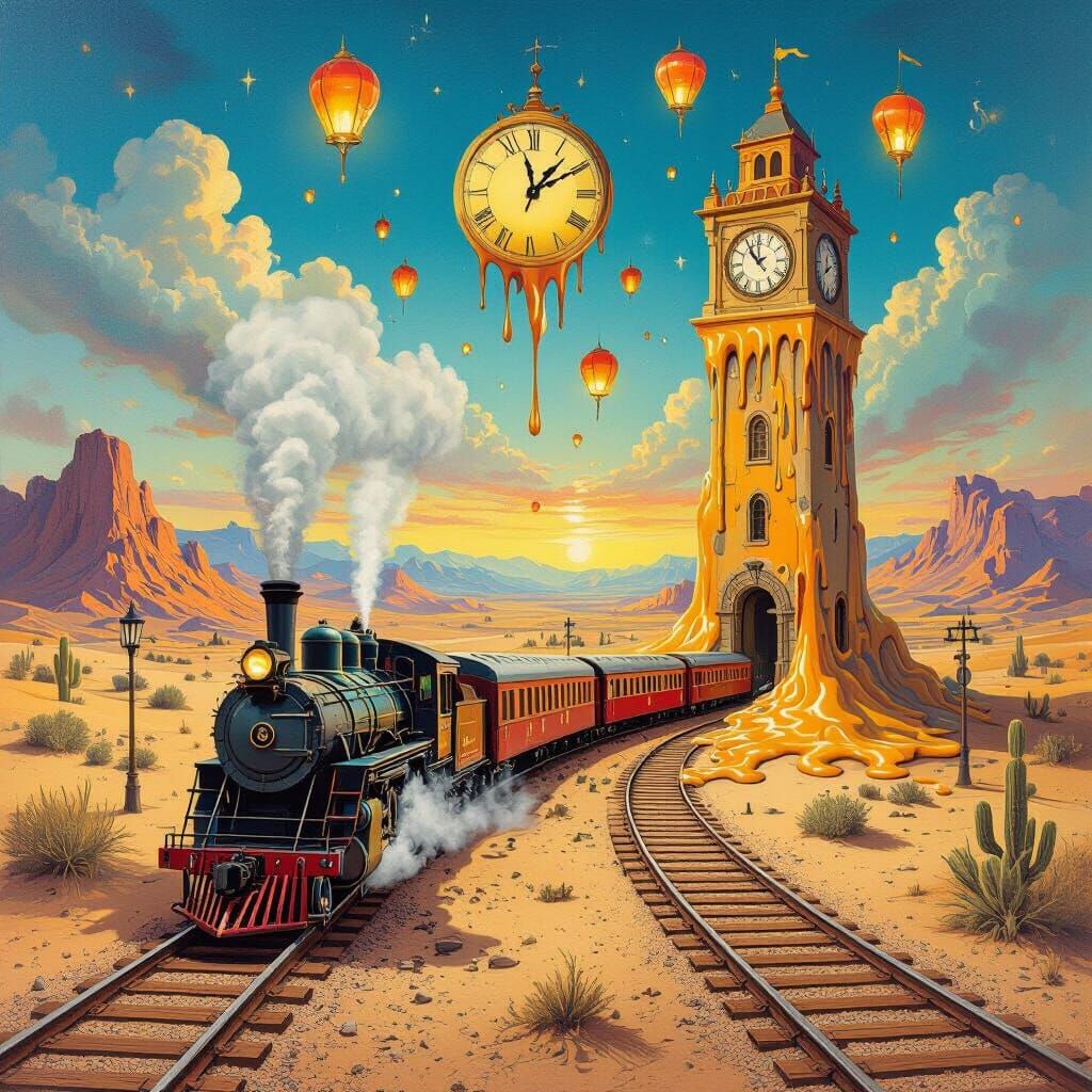 Surreal Desert Train Station Inspired by Salvador Dalí