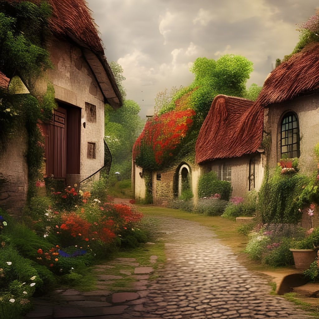 Quaint Tuscan Village with Cobblestone Streets