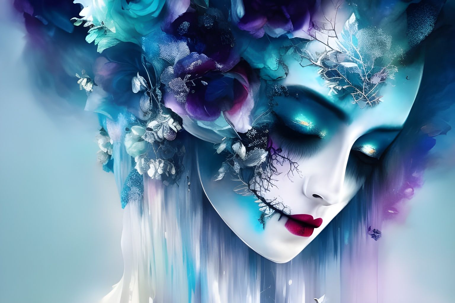 Sinister Skull Ice Queen Portrait in Dual Color