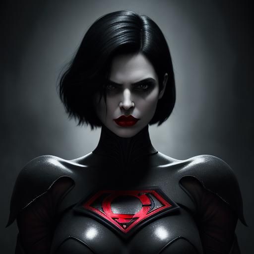 Hyperrealistic Superwoman with Dark, Moody Atmosphere