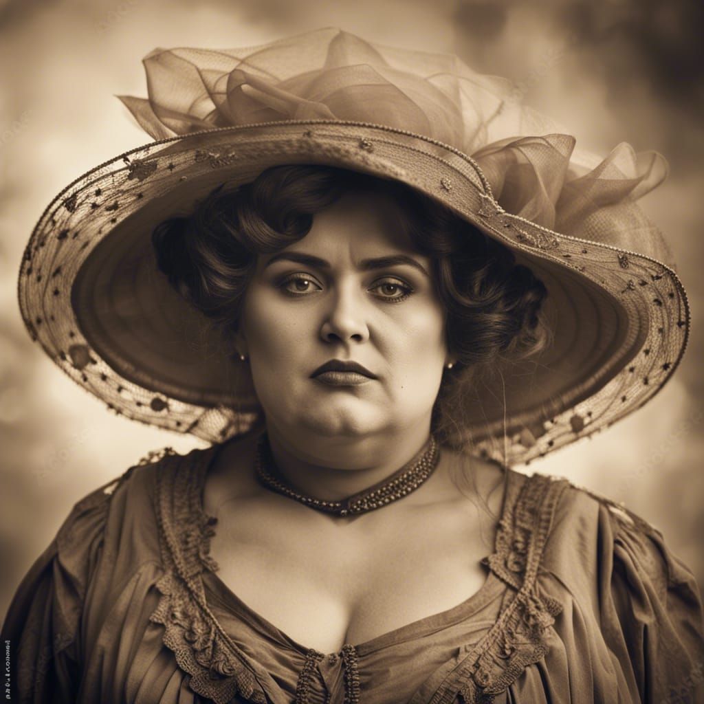 Sepia Portrait of Ghostly Woman in Victorian Dress