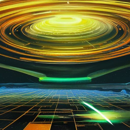 Warp Drive Spaceship Concept Art in Sci-Fi Style