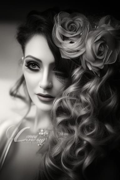 Elegant Woman at Masquerade Ball in Charcoal