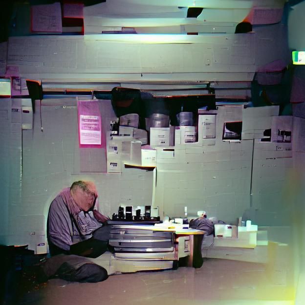 Man Developing Film Negatives in Darkroom