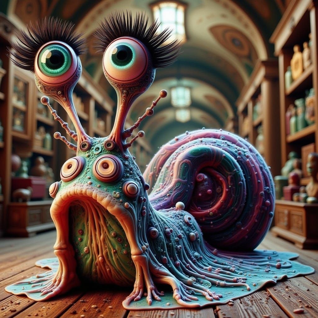 Cyberpunk Slug in Antique Store