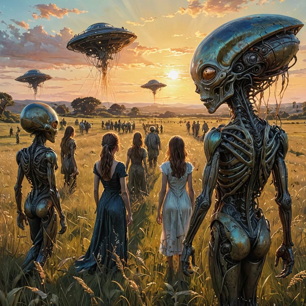 Aliens Land on Earth: Impasto Oil Painting