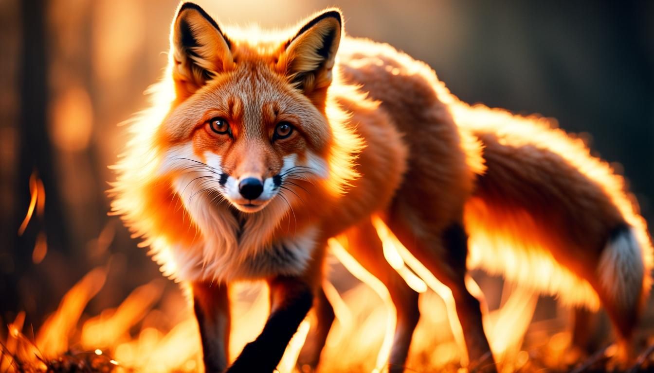 Enchanting Fiery Fox with Fur of Flames