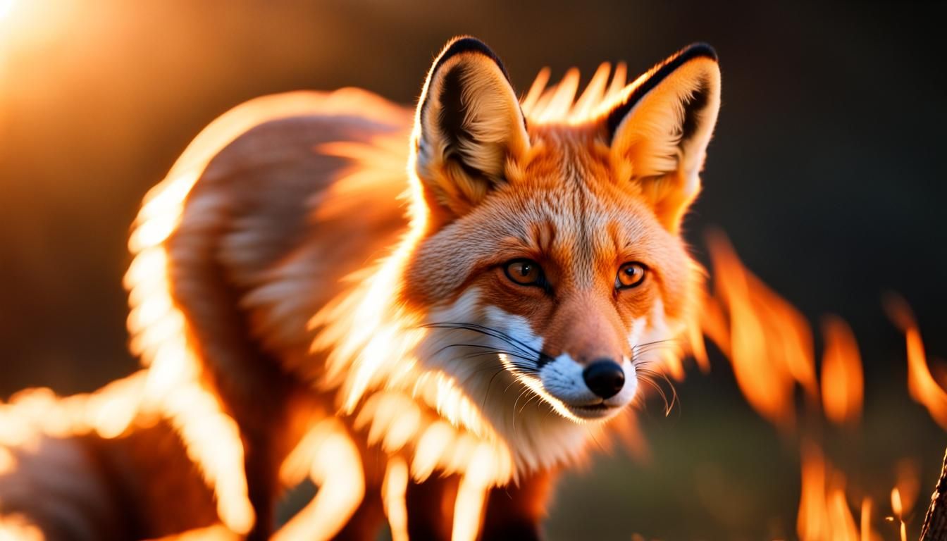 Enchanting Fiery Fox with Fur of Flames