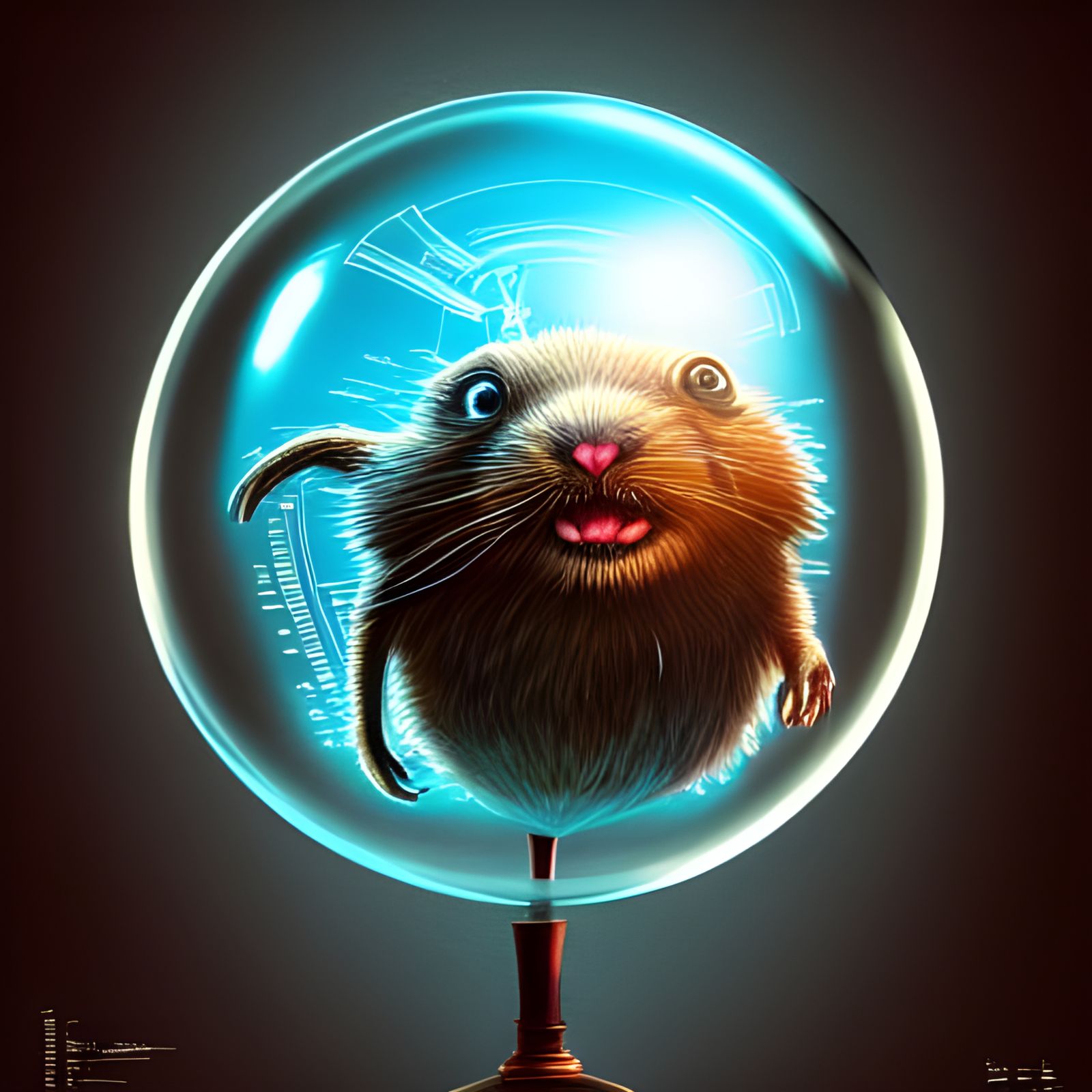 Gopher Professor in Shattered Orb, Hyperdetailed 3D Art
