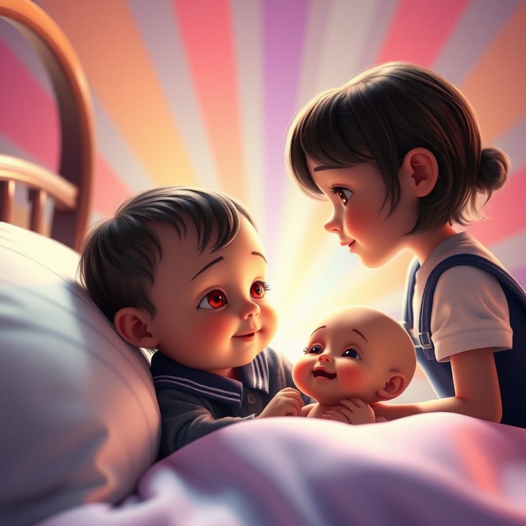 Girl and Alien Baby in Stylized 3D Animation
