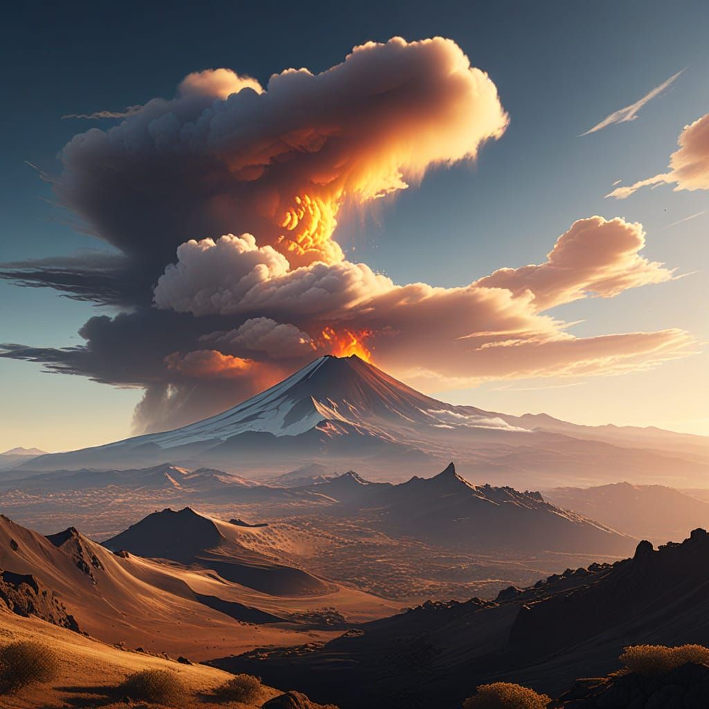 Mount Etna Lenticular Cloud in Fantasy Realism Style