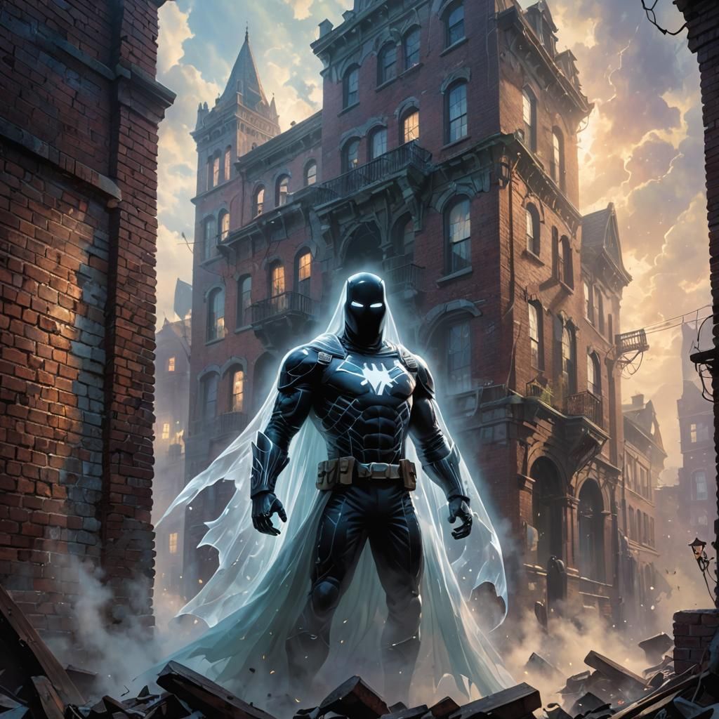 Ethereal Ghost in Abandoned City, Fantasy Concept Art