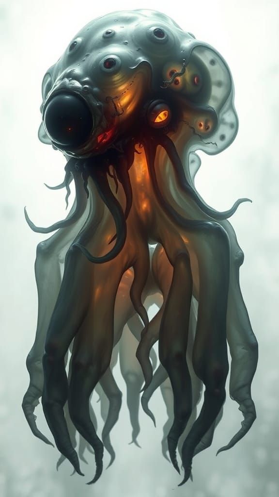 Ethereal Amoeba-Like Entity in Unsettling Forms