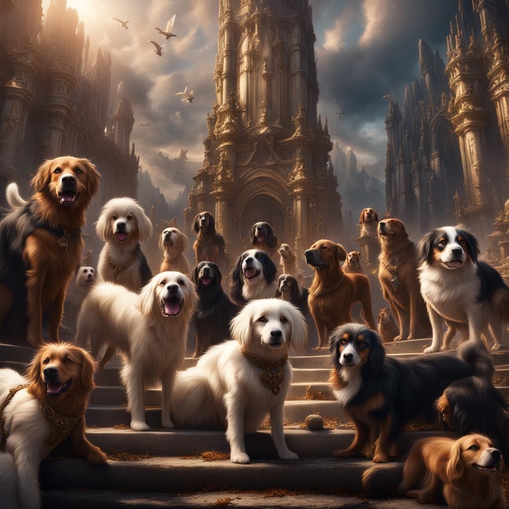 Dogs in Heaven: Detailed Matte Painting