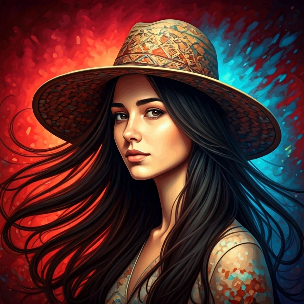 Woman Dissolving Into Iridescent Powder: Impasto Painting