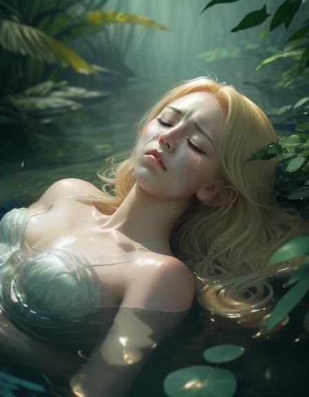 Ophelia in Water: A Cinematic Film Still