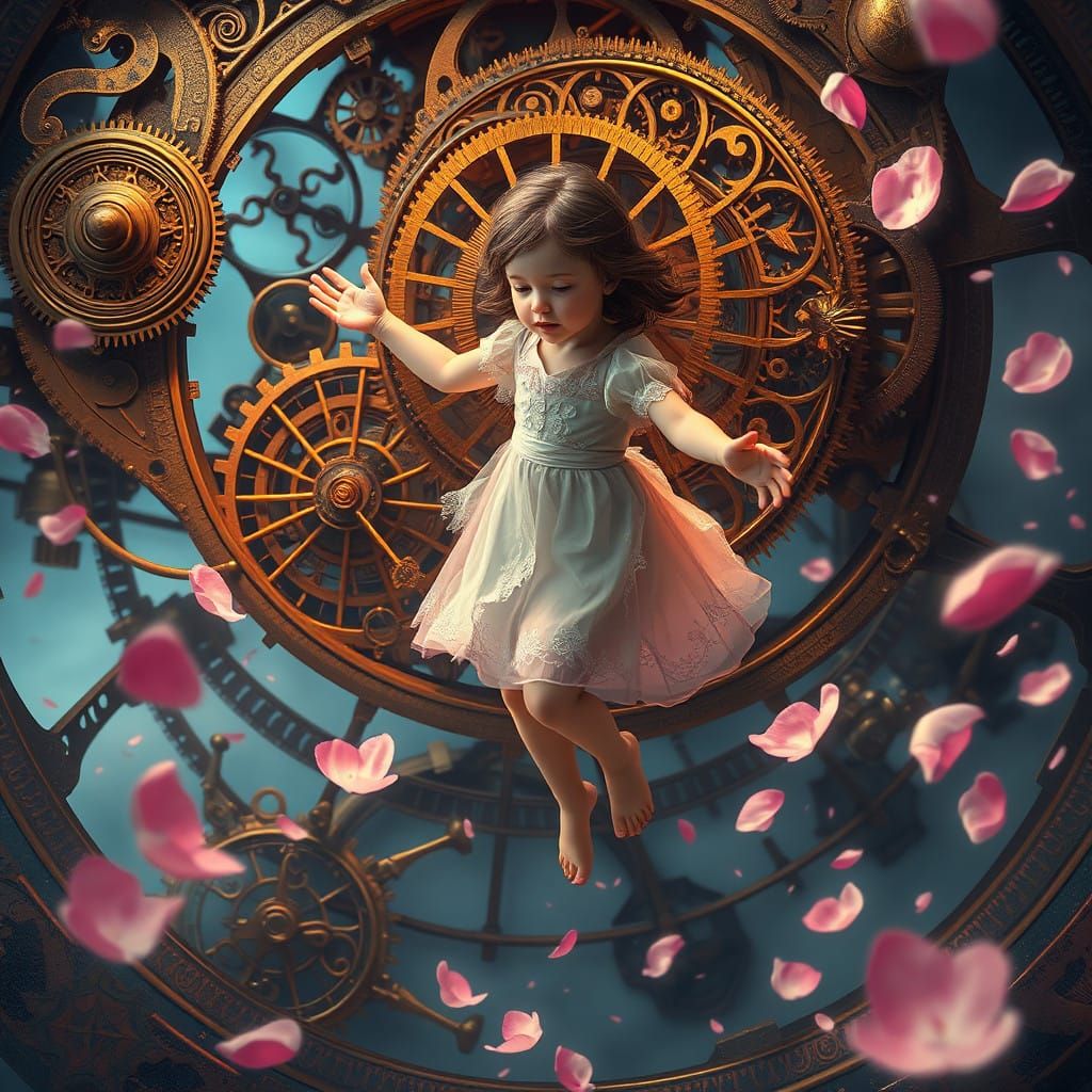 Girl in Timeless Clockwork Paradise
