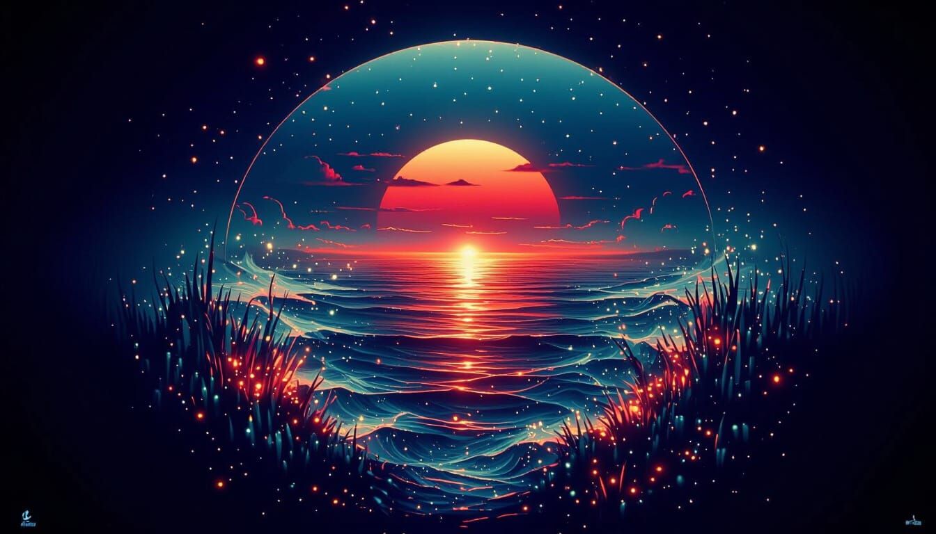 Twilight Seascape: Sunset to Moonlight Transition