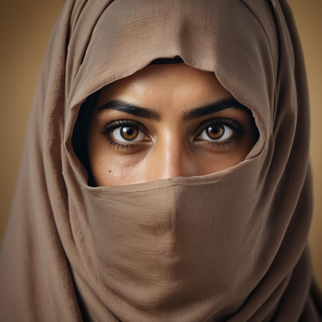 Lebanese Woman in Niqab: Vibrant Studio Portrait